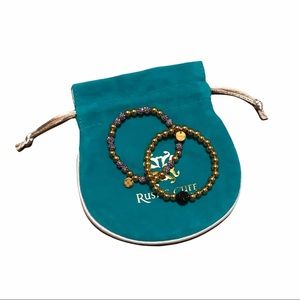 Gold, Purple and Black Rustic Cuff Bracelets